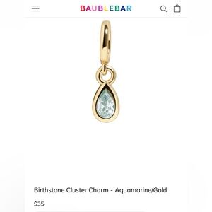 BaubleBar Birthstone Cluster Charm - Aquamarine/Gold NWT